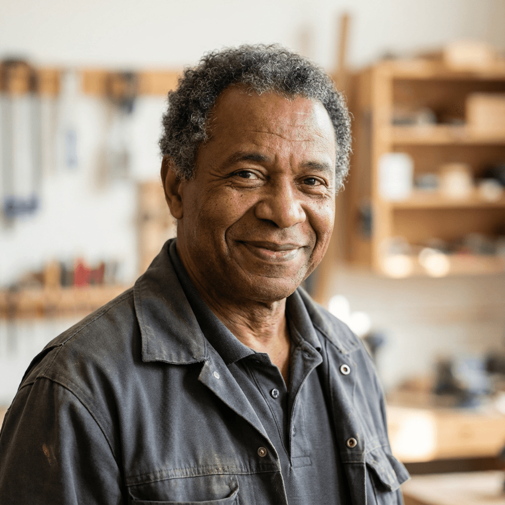 Male homeowner in his late 30s smiling inside a home