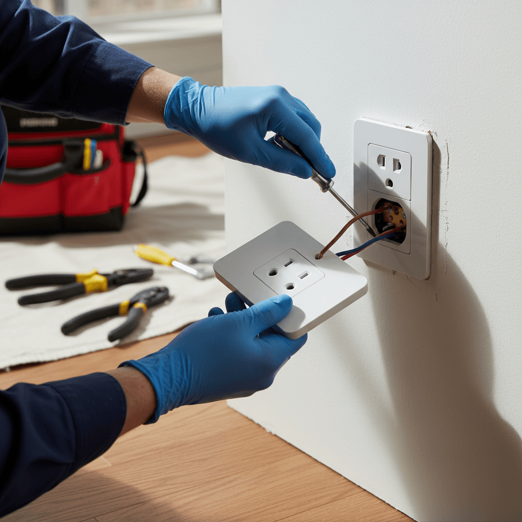 Walkthrough with the homeowner after finishing a kitchen outlet install